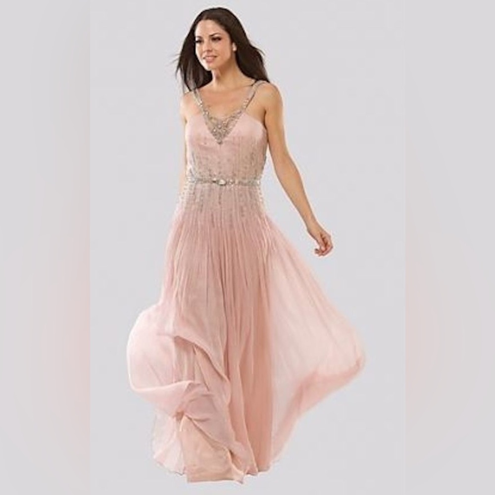 Mignon Silk Chiffon Beaded Prom Dress